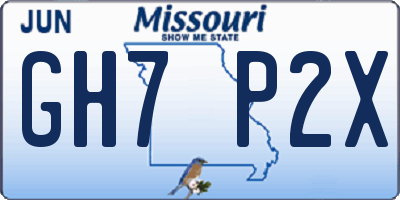 MO license plate GH7P2X