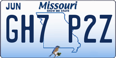 MO license plate GH7P2Z