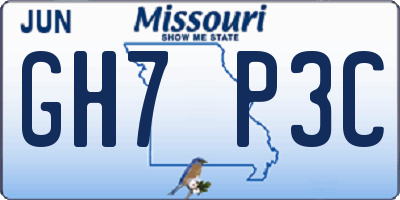 MO license plate GH7P3C