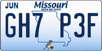 MO license plate GH7P3F
