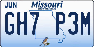 MO license plate GH7P3M
