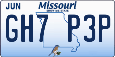 MO license plate GH7P3P