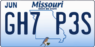 MO license plate GH7P3S