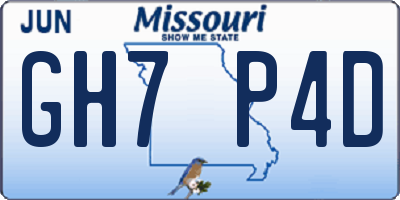 MO license plate GH7P4D