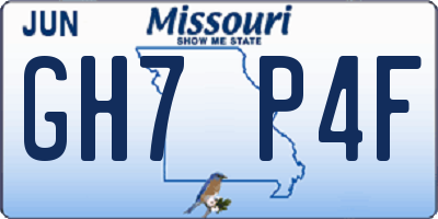 MO license plate GH7P4F