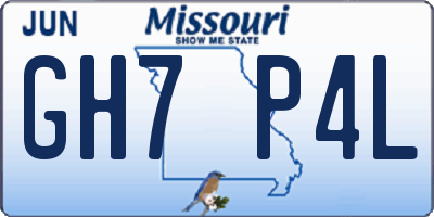 MO license plate GH7P4L