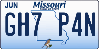 MO license plate GH7P4N