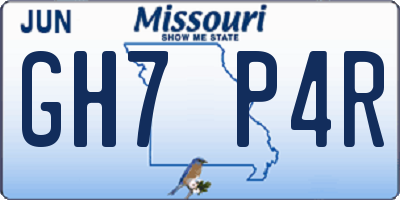 MO license plate GH7P4R