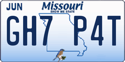 MO license plate GH7P4T