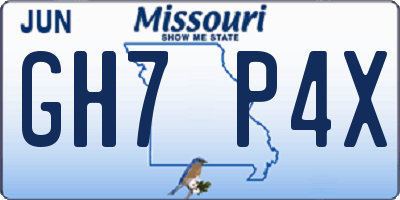 MO license plate GH7P4X