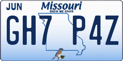 MO license plate GH7P4Z