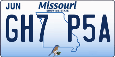 MO license plate GH7P5A