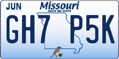 MO license plate GH7P5K