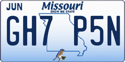 MO license plate GH7P5N
