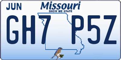 MO license plate GH7P5Z