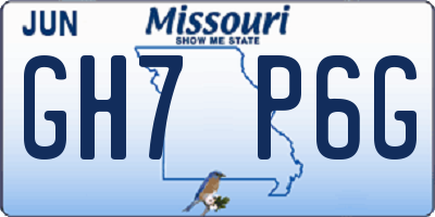 MO license plate GH7P6G