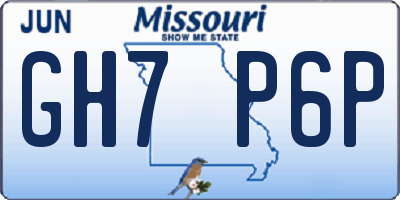 MO license plate GH7P6P