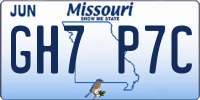 MO license plate GH7P7C