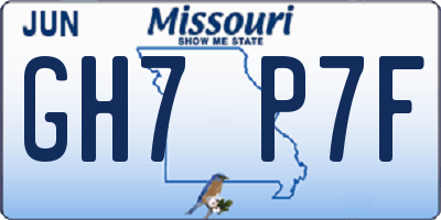 MO license plate GH7P7F
