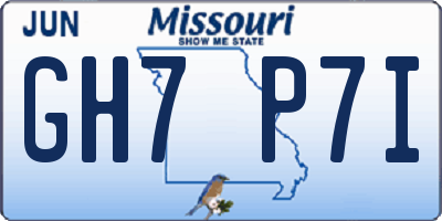 MO license plate GH7P7I