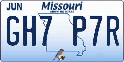 MO license plate GH7P7R