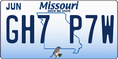 MO license plate GH7P7W