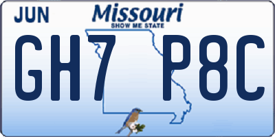MO license plate GH7P8C