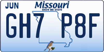 MO license plate GH7P8F