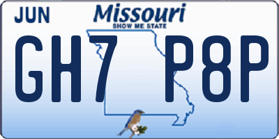 MO license plate GH7P8P