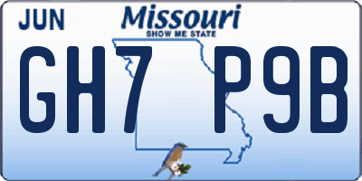 MO license plate GH7P9B