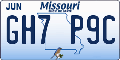 MO license plate GH7P9C
