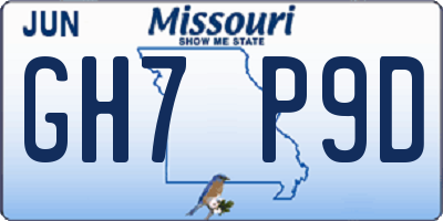 MO license plate GH7P9D