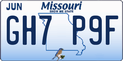 MO license plate GH7P9F