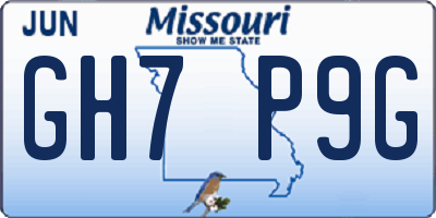 MO license plate GH7P9G