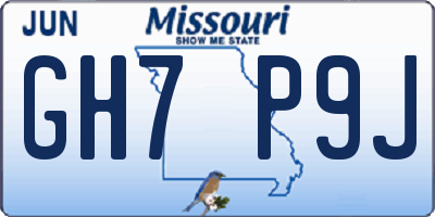 MO license plate GH7P9J