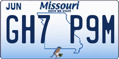 MO license plate GH7P9M