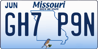 MO license plate GH7P9N
