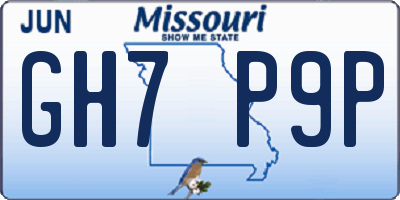 MO license plate GH7P9P