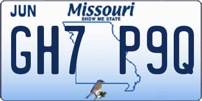 MO license plate GH7P9Q