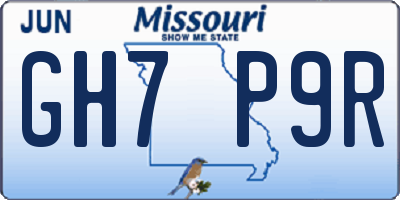 MO license plate GH7P9R