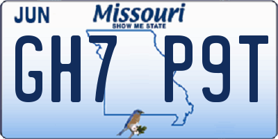 MO license plate GH7P9T