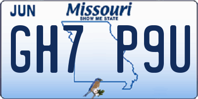 MO license plate GH7P9U