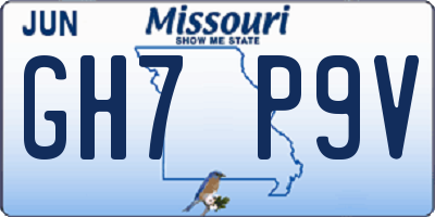 MO license plate GH7P9V