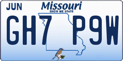MO license plate GH7P9W