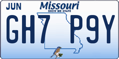 MO license plate GH7P9Y