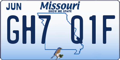 MO license plate GH7Q1F