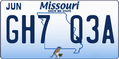 MO license plate GH7Q3A
