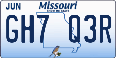 MO license plate GH7Q3R