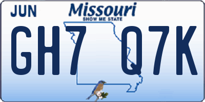 MO license plate GH7Q7K