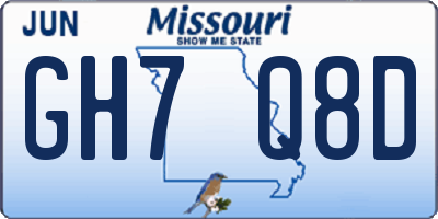 MO license plate GH7Q8D